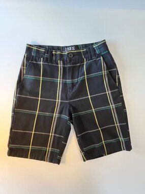 Free World Zumies Plaid Walk Shorts Men's 28 Navy Green Yellow Skate
